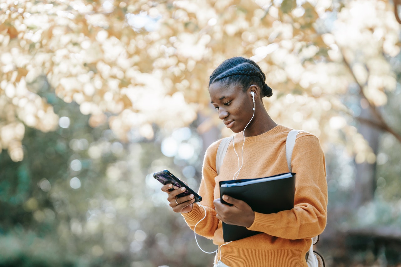 woman on her phone